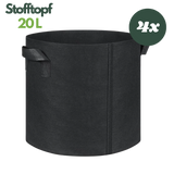 Stofftopf 20 Liter – atmungsaktiver Pflanztopf mit Tragegriffen für Indoor- und Outdoor-Grow, Set mit 4 Stück