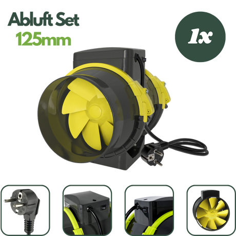Garden HighPro PROFAN TT 125 Rohrventilator für Growbox Abluft mit 220 und 280 m³/h Luftleistung