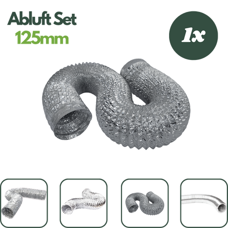 Alu-Flexrohr 127 mm für Abluftsysteme und flexible Luftführung in Indoor-Growboxen
