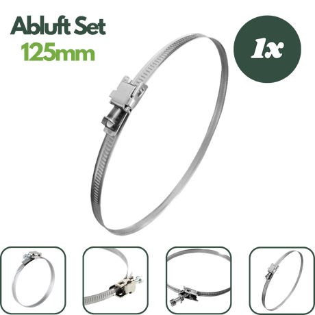 Metall-Schlauchschelle 60 bis 135 mm zur sicheren Befestigung von Alu-Flexrohr und Lüfter