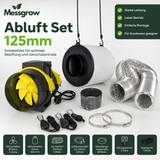 Messgrow 125mm Abluft Komplettset für Indoor Growing mit leisem Lüfter und hochwertigem Zubehör