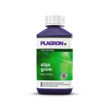 Plagron Alga Grow biologischer Wachstumsdünger in großer Flasche vor schwarzem Hintergrund