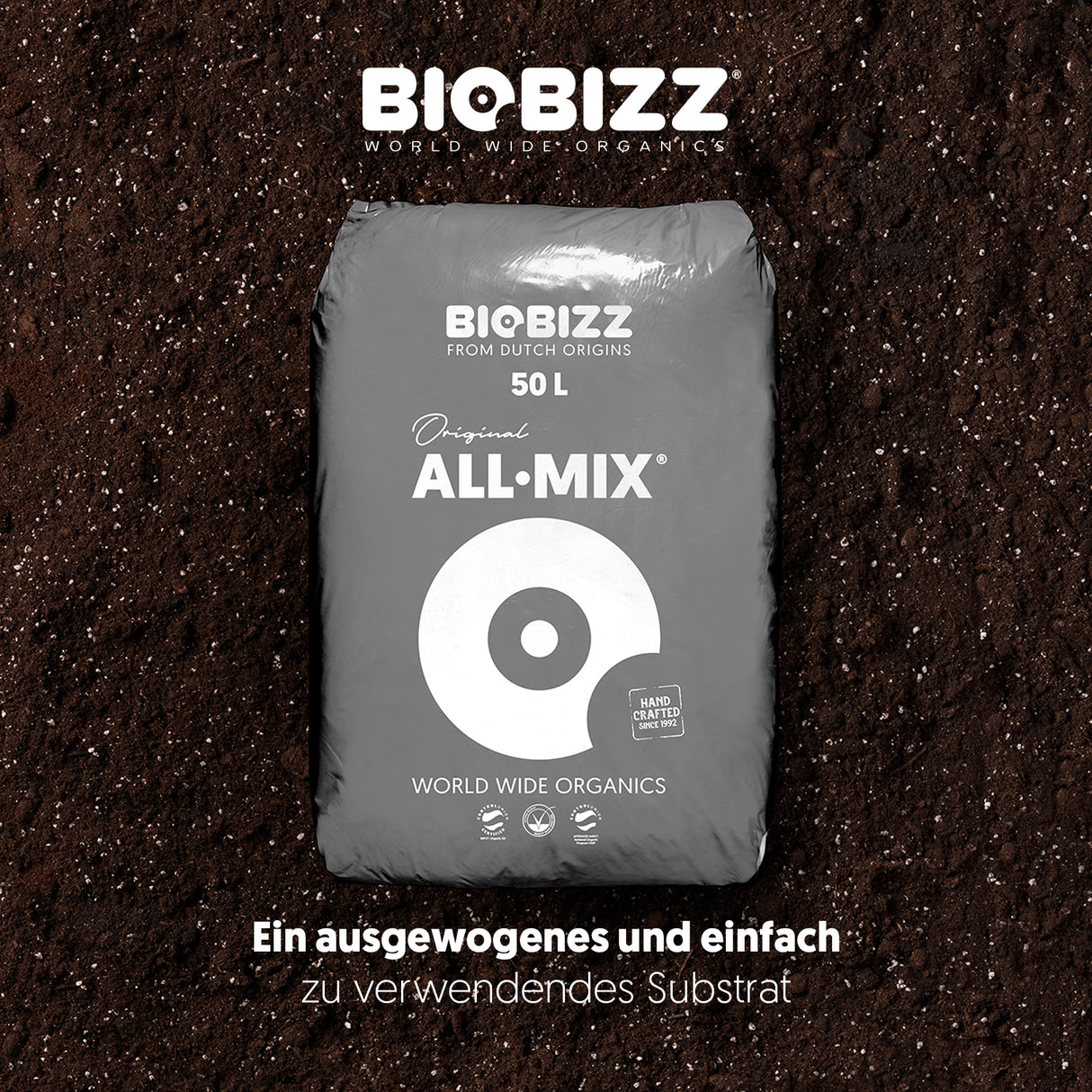 BioBizz All·Mix 50 L Erde mit Perlit für Indoor Outdoor Balkon und Gartenpflanzen