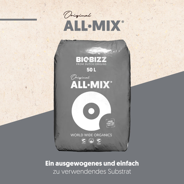 BioBizz All·Mix 50 L organisches vorgedüngtes Substrat für kräftiges Pflanzenwachstum