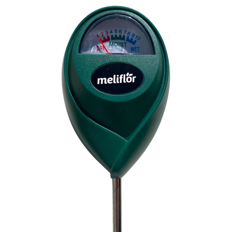 Meliflor Bodenfeuchtigkeitsmesser Anzeige mit Skala für trocken, feucht und nass