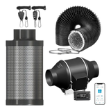 4 Zoll Rohrventilator mit Kohlefilter-Kit (30W, 3000 U/min, 212 CFM) für effiziente Belüftung in Hydroponik-Umgebungen. Geräuscharmer Betrieb (28 dB), WLAN-Steuerung, kompakt und langlebig für optimale Luftzirkulation und Geruchsbeseitigung.