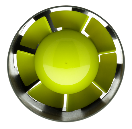 Frontansicht des Garden Highpro Axiallüfters mit 125 mm Durchmesser und grünem Lüfterrad – kompakt und leistungsstark.