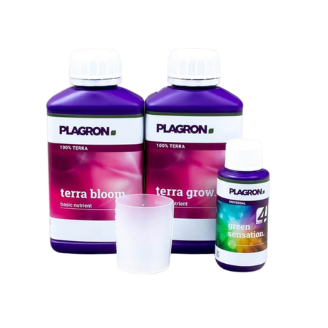 Plagron Easy Pack Terra – Terra Grow, Terra Bloom, Green Sensation und Messbecher