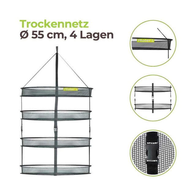 Growzelt Trockennetz Ø 55 cm mit 4 Lagen für gleichmäßige Trocknung