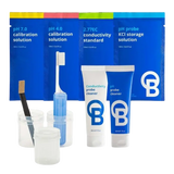 Bluelab pH 4.0, pH 7.0, KCl und 2.77 EC Kalibrierlösungen mit Reinigern und Werkzeugen.
