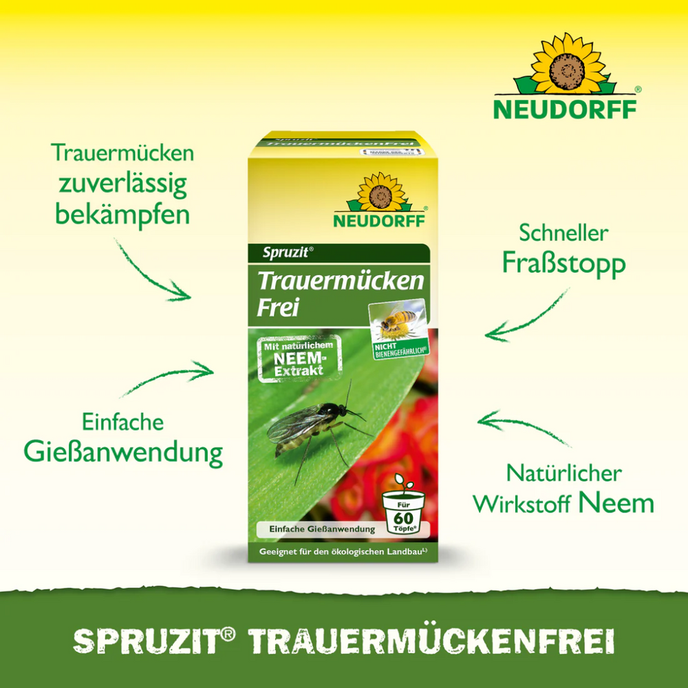 Spruzit TrauermückenFrei – Trauermücken zuverlässig bekämpfen mit Neem-Extrakt, schneller Fraßstopp