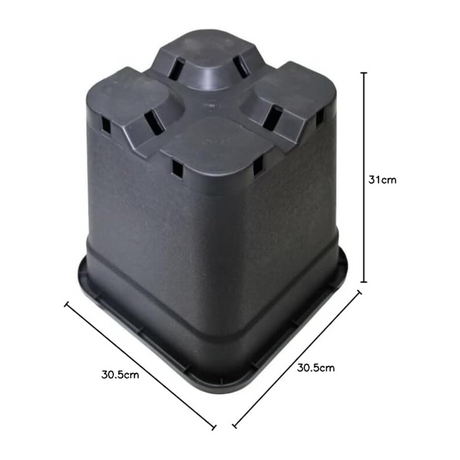 Quadratischer Pflanztopf 18L mit Drainagelöchern – Maße 30,5 x 30,5 x 31 cm
