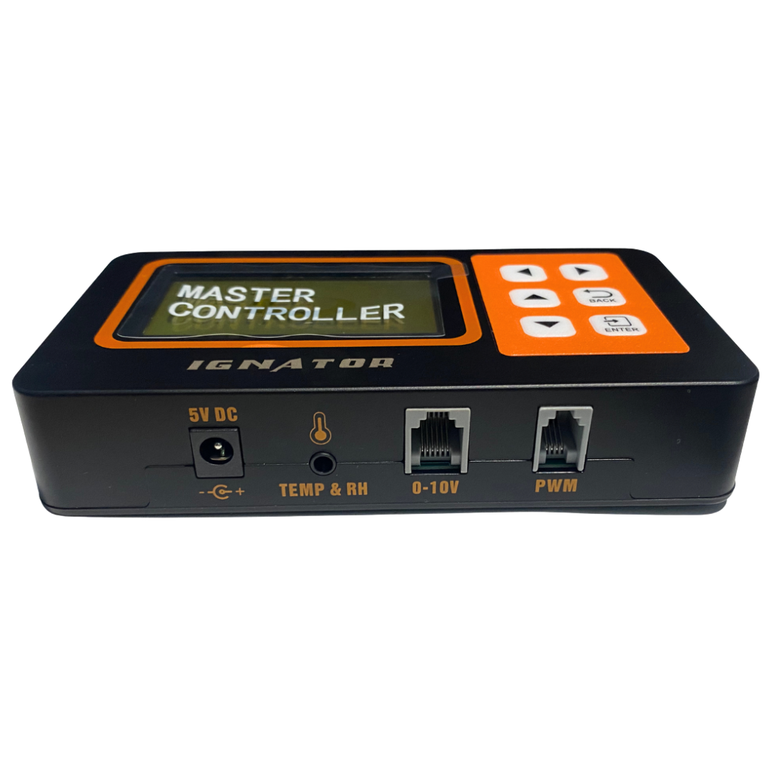 Anschlüsse des Ignator LC1 Controllers für 0–10V, PWM, Temp- & Feuchtigkeitssensor.