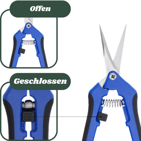 Ernteschere mit Sicherheitsverschluss – schützt vor Verletzungen.