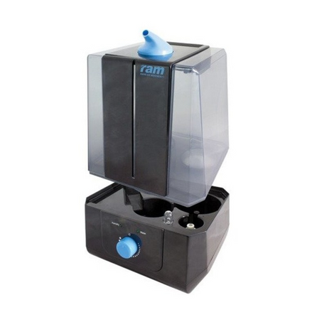 Geöffneter RAM Ultraschall-Luftbefeuchter mit sichtbarem Innenraum und Tankaufnahme