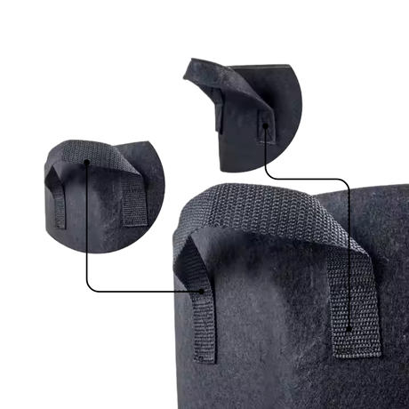 Verstärkte Naht an den Griffen des Stofftopfs für hohe Belastbarkeit