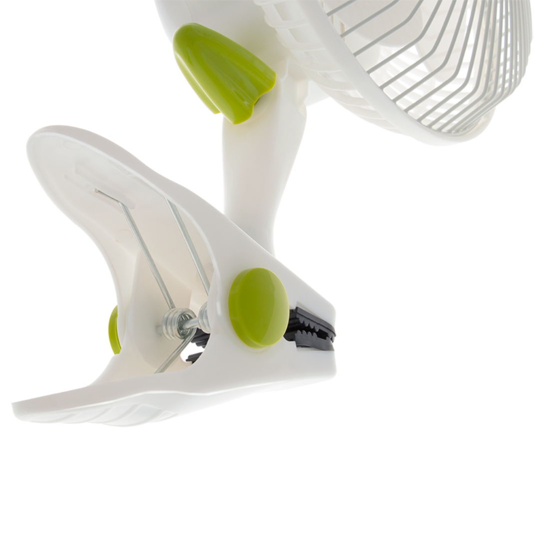 Unteransicht des robusten Clips mit Metallfedermechanismus zur sicheren Befestigung des Garden HighPro Clip-Ventilators.