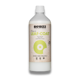 BioBizz Leaf·Coat in der weißen 1-Liter-Flasche mit grünem Etikett und leichtem Schatten vor weißem Hintergrund.