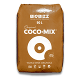 BioBizz Coco Mix 50 L Kokossubstrat in brauner Originalverpackung vor schwarzem Hintergrund