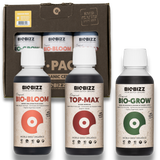 BioBizz Try-Pack Indoor mit Bio·Bloom, Top·Max und Bio·Grow 250 ml Flaschen im Set für organische Pflanzenpflege im Indoor-Anbau
