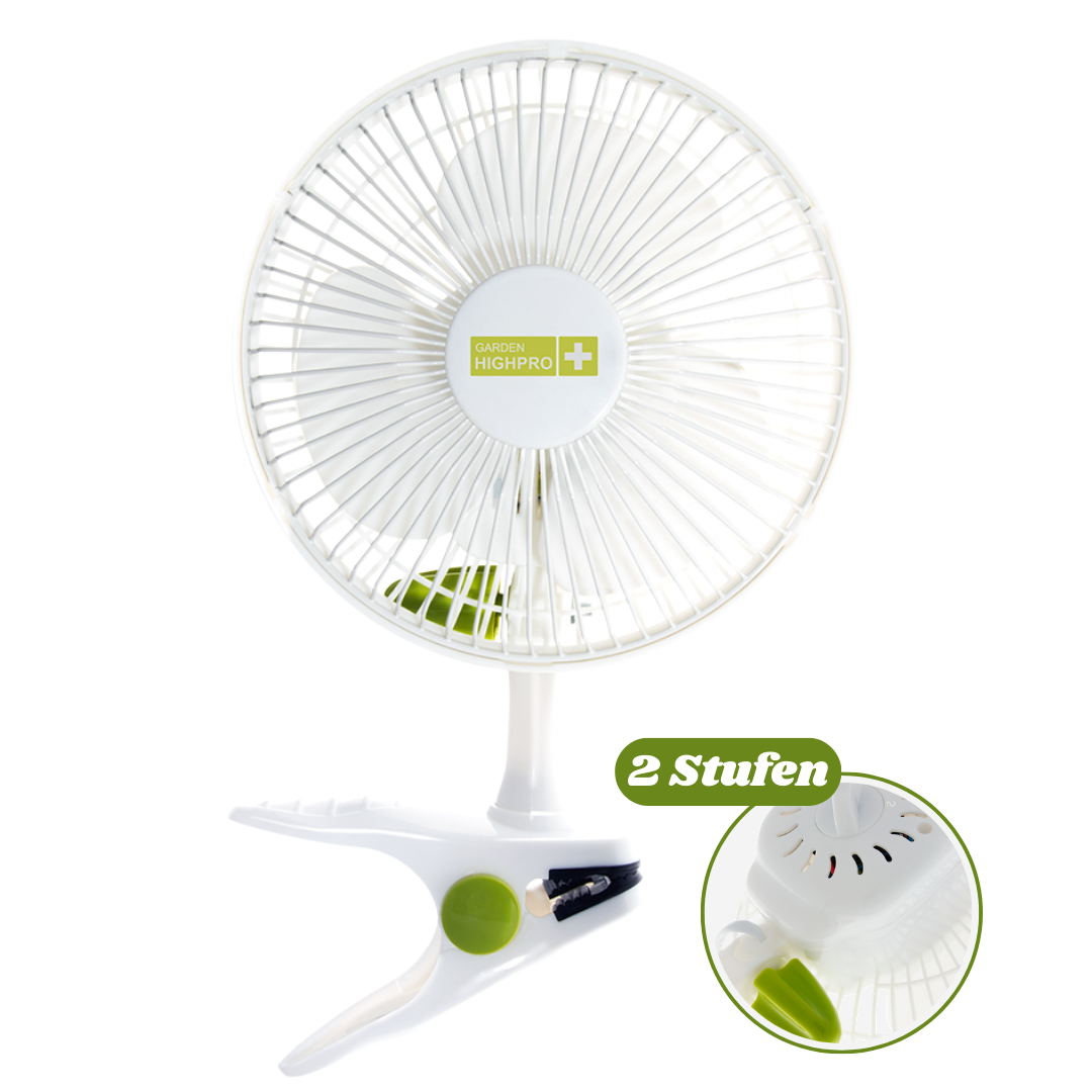 Der Garden HighPro Clip-Ventilator ECO 15W ist die ideale Lösung für eine gleichmäßige Umluft in Growboxen und kleinen Räumen