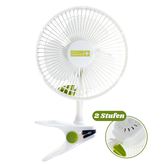 Der Garden HighPro Clip-Ventilator ECO 15W ist die ideale Lösung für eine gleichmäßige Umluft in Growboxen und kleinen Räumen