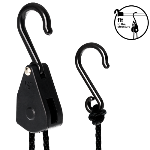 Seilratsche mit Haken für LED- oder Lüfteraufhängung im Growzelt – Tragkraft 5 kg