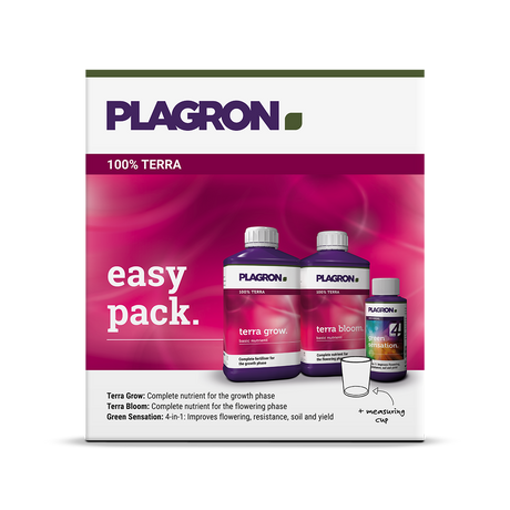 Plagron Easy Pack 100% Terra Starterset mit Terra Grow, Terra Bloom, Green Sensation und Messbecher
