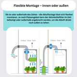 Vier robuste Gurte zur sicheren Montage des Aktivkohlefilters im Zelt – starker Halt für zuverlässige Geruchskontrolle.
