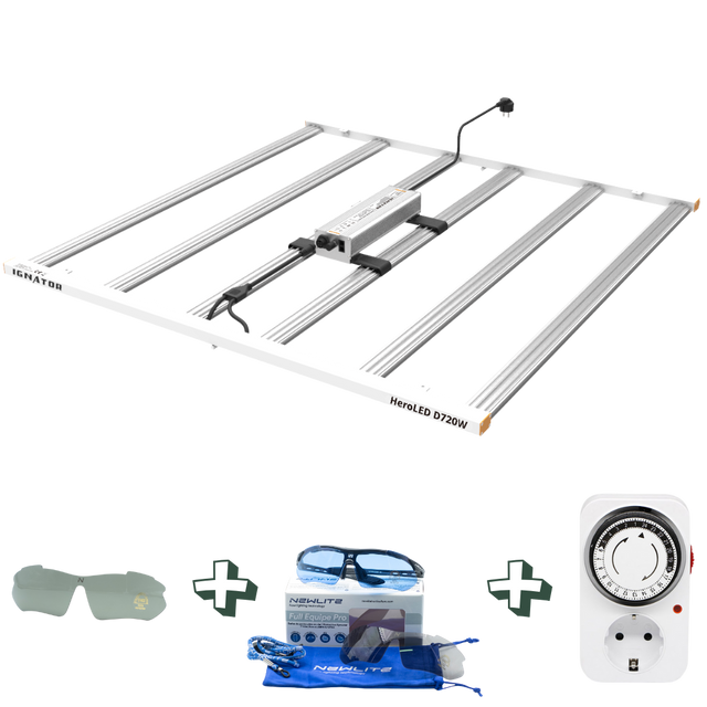 LED Growlampe mit Gratis-Zeitschaltuhr und Grow-Sonnenbrille im Set für Growboxen