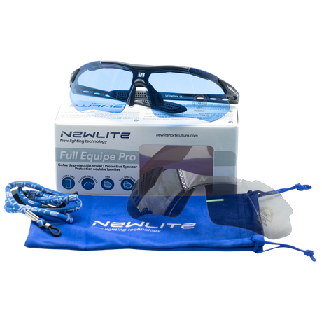 Grow-Sonnenbrille mit Transporttasche und Wechselgläsern für LED-Beleuchtung