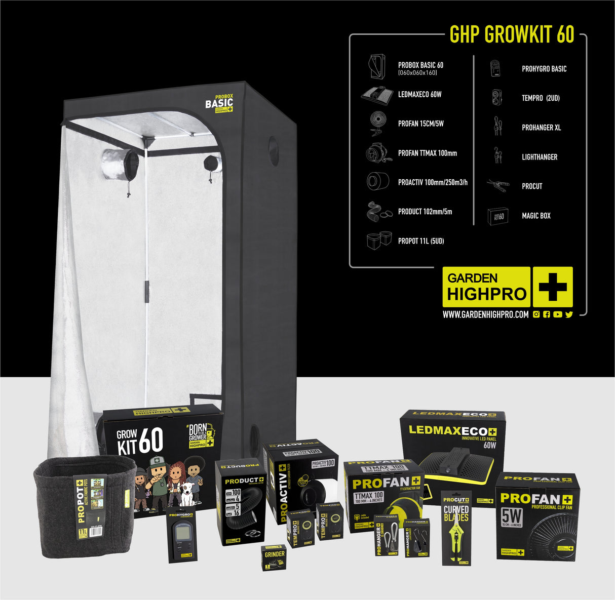 LED-Beleuchtung im Growbox Komplettset 60x60 installiert