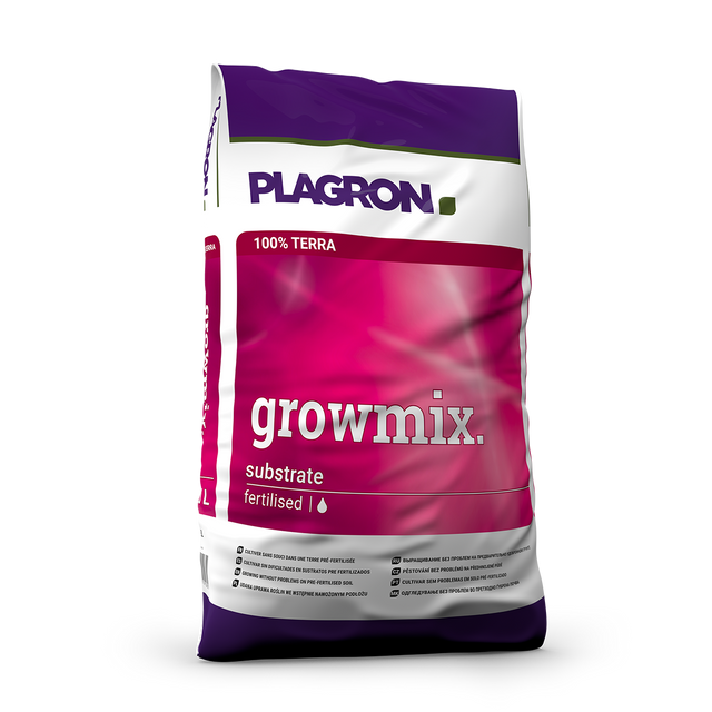 Plagron Growmix 25 L, vorgedüngte Pflanzenerde mit Perlite und Wurmhumus