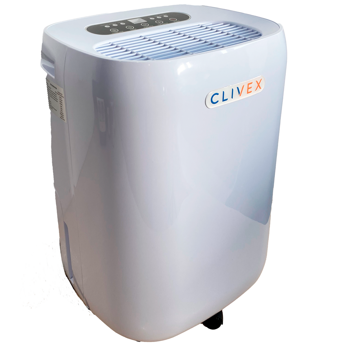 Seitenansicht des Clivex HomeDry 20L Luftentfeuchters – modernes Design mit Lüftungsgittern