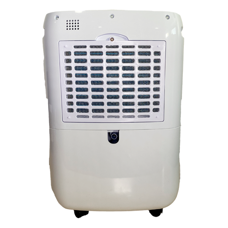 Seitenansicht des Clivex HomeDry 20L Luftentfeuchters – modernes Design mit Lüftungsgittern