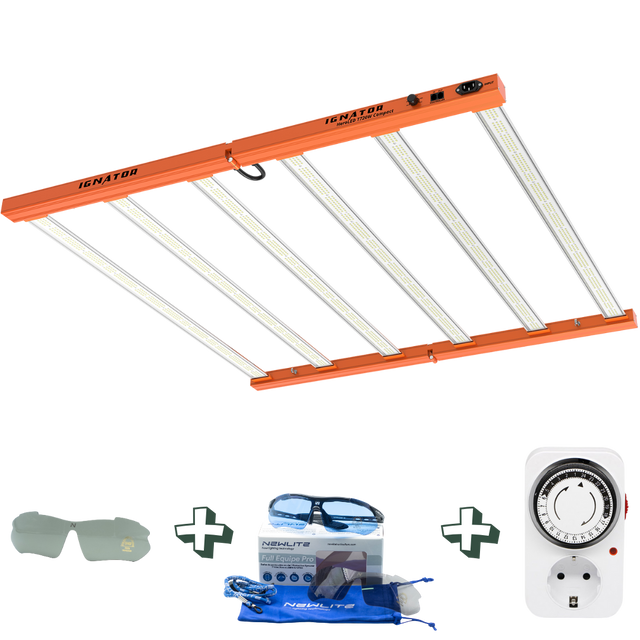 Ignator HeroLED T720W Compact LED Growlampe mit 6 LED-Balken inklusive Analog Zeitschaltuhr und Grow-Sonnenbrille für Growboxen