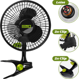 Der Garden Highpro Clip-Ventilator 12W Ø20 cm sorgt für zuverlässige, leise Umluft in deiner Growbox – mit einem sparsamen 12-Watt-Motor
