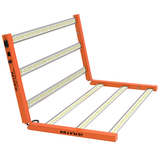 HeroLED T720W LED Growlampe in halboffenem Zustand – zeigt Dimmer & Anschlussoptionen