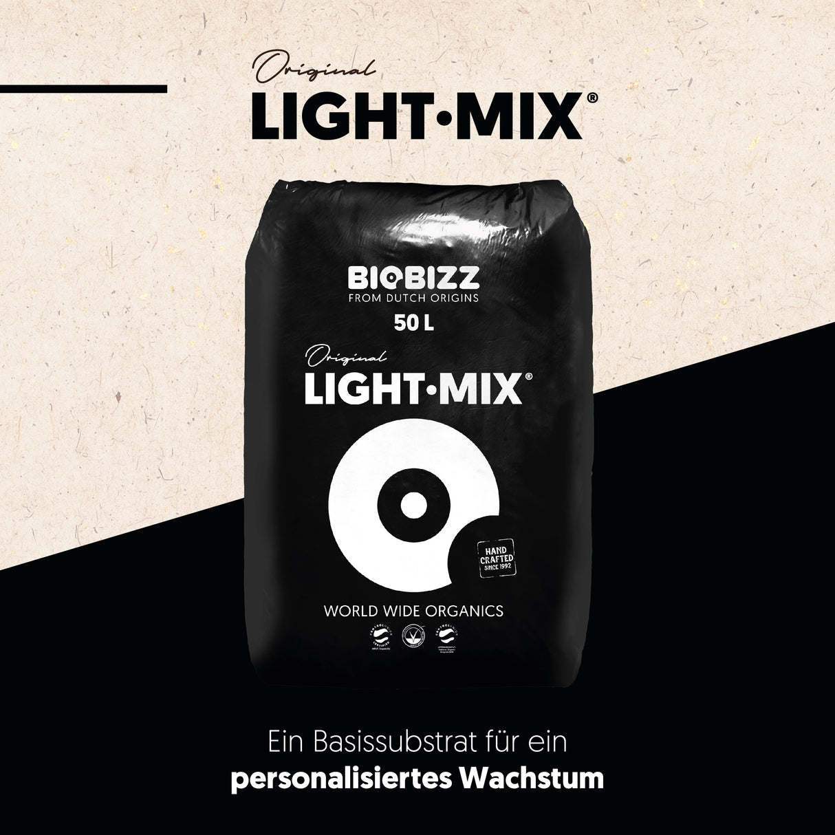 BioBizz Light·Mix 50 L Substrat für kontrolliertes Wachstum von Jungpflanzen und Stecklingen