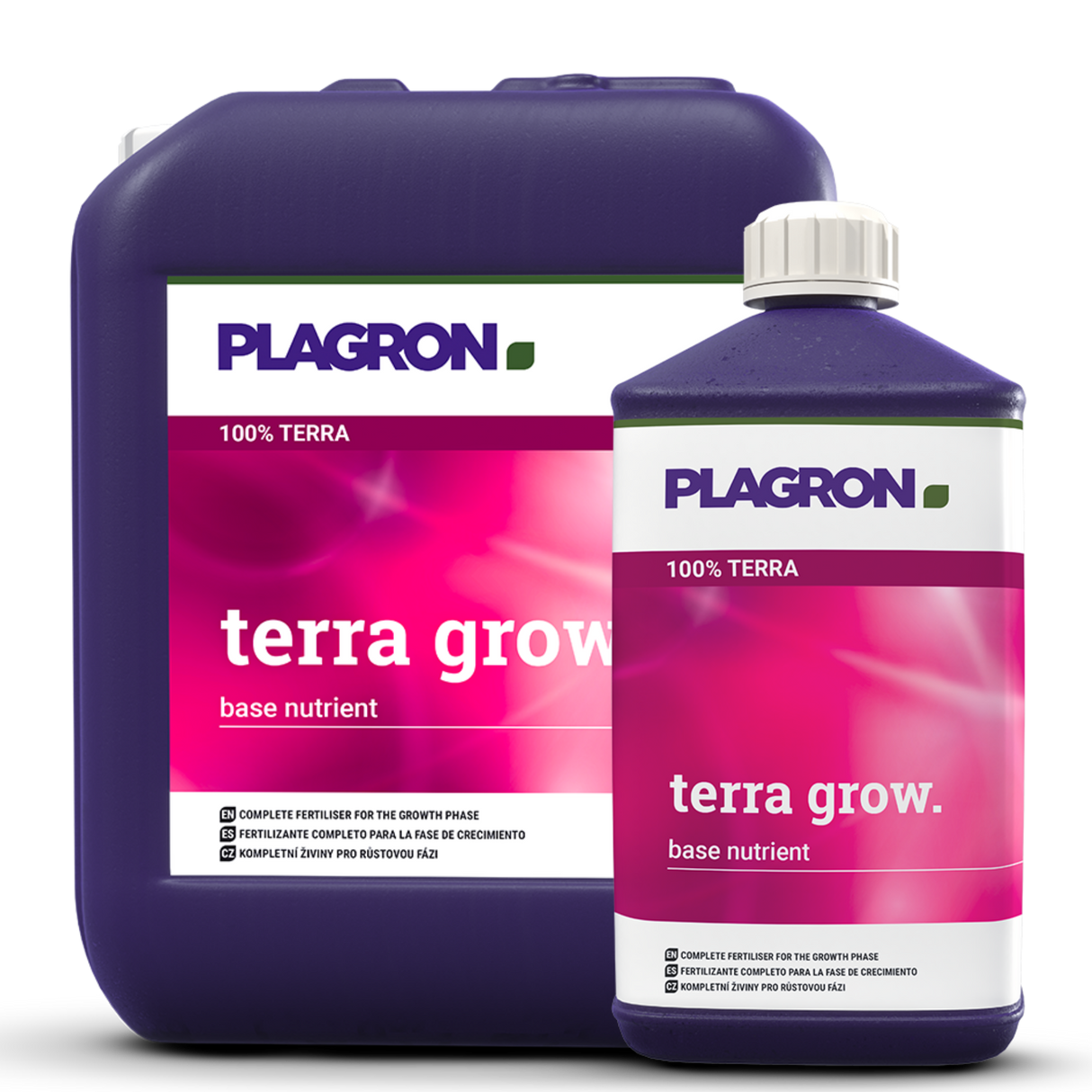 Plagron Terra Grow mineralischer Wachstumsdünger als Flasche und großer Kanister