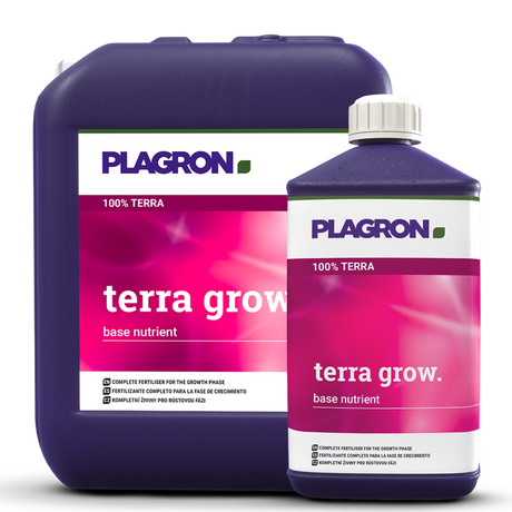 Plagron Terra Grow mineralischer Wachstumsdünger als Flasche und großer Kanister