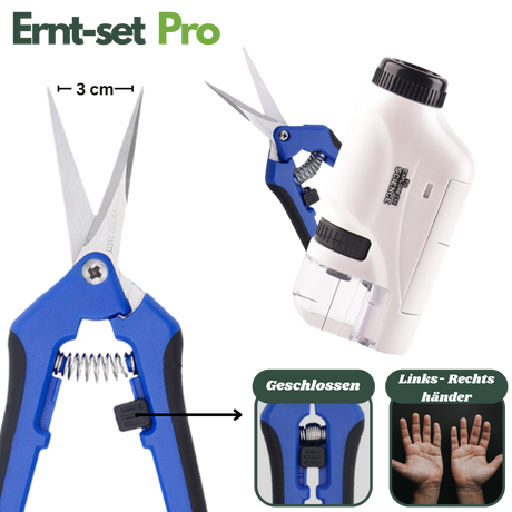 Detailaufnahme der Ernteschere mit 3 cm langer Edelstahlklinge