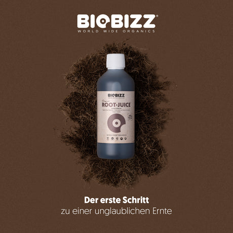BioBizz Root Juice Wurzelstimulator mit Wurzelmotiv für den Start gesunder Pflanzen
