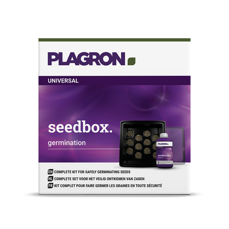 Plagron Seedbox Starterset mit Keimbox, 12 Anzuchtquelltöpfen und 250 ml Seedbooster