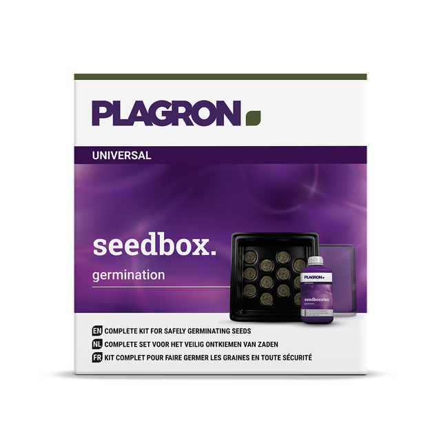 Plagron Seedbox Starterset mit Keimbox, 12 Anzuchtquelltöpfen und 250 ml Seedbooster