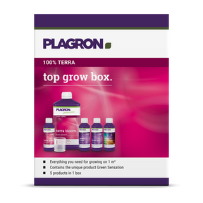 Plagron Top Grow Box 100% Terra Düngerset mit Terra Grow, Terra Bloom, Power Roots, Pure Zym und Green Sensation