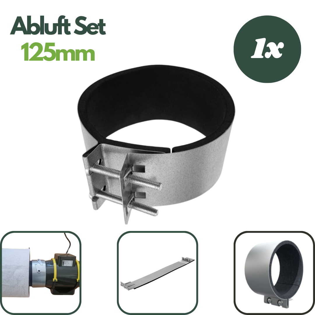Verbindungsmanschette 125mm für sichere, luftdichte & schwingungsfreie Verbindung zwischen Rohrventilator und Aktivkohlefilter