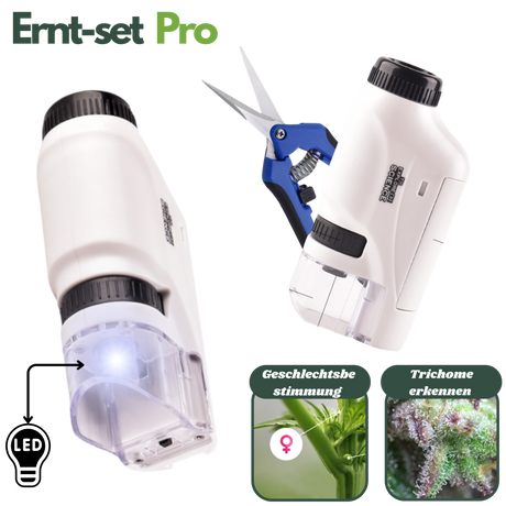 Taschenmikroskop mit integrierter LED zur Trichomerkennung und Geschlechtsbestimmung