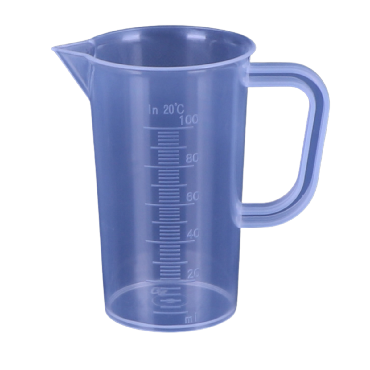 Transparenter 100-ml-Messbecher mit erhabener 10-ml-Skala, Griff und Ausguss