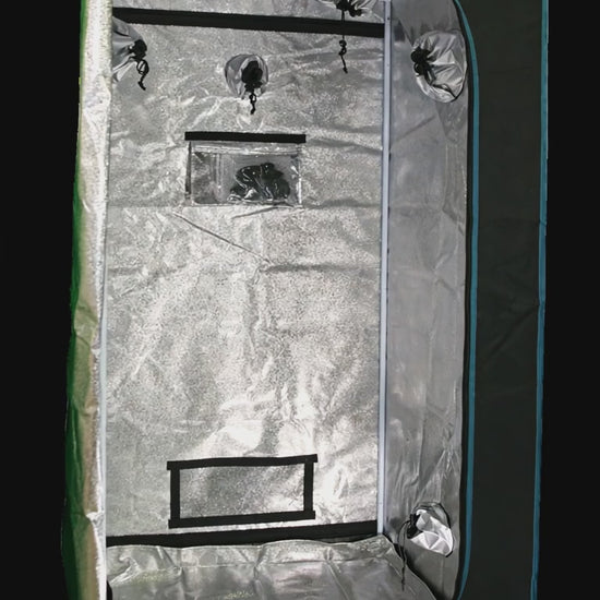 Hochwertige Growbox 80x80x160 cm für Indoor-Anbau – mit waschbarem Boden, stabilem Metallrahmen und optimalem Belüftungssystem. Zwei Sichtfenster erleichtern die Pflanzenüberwachung, ohne die Anbauumgebung zu stören.